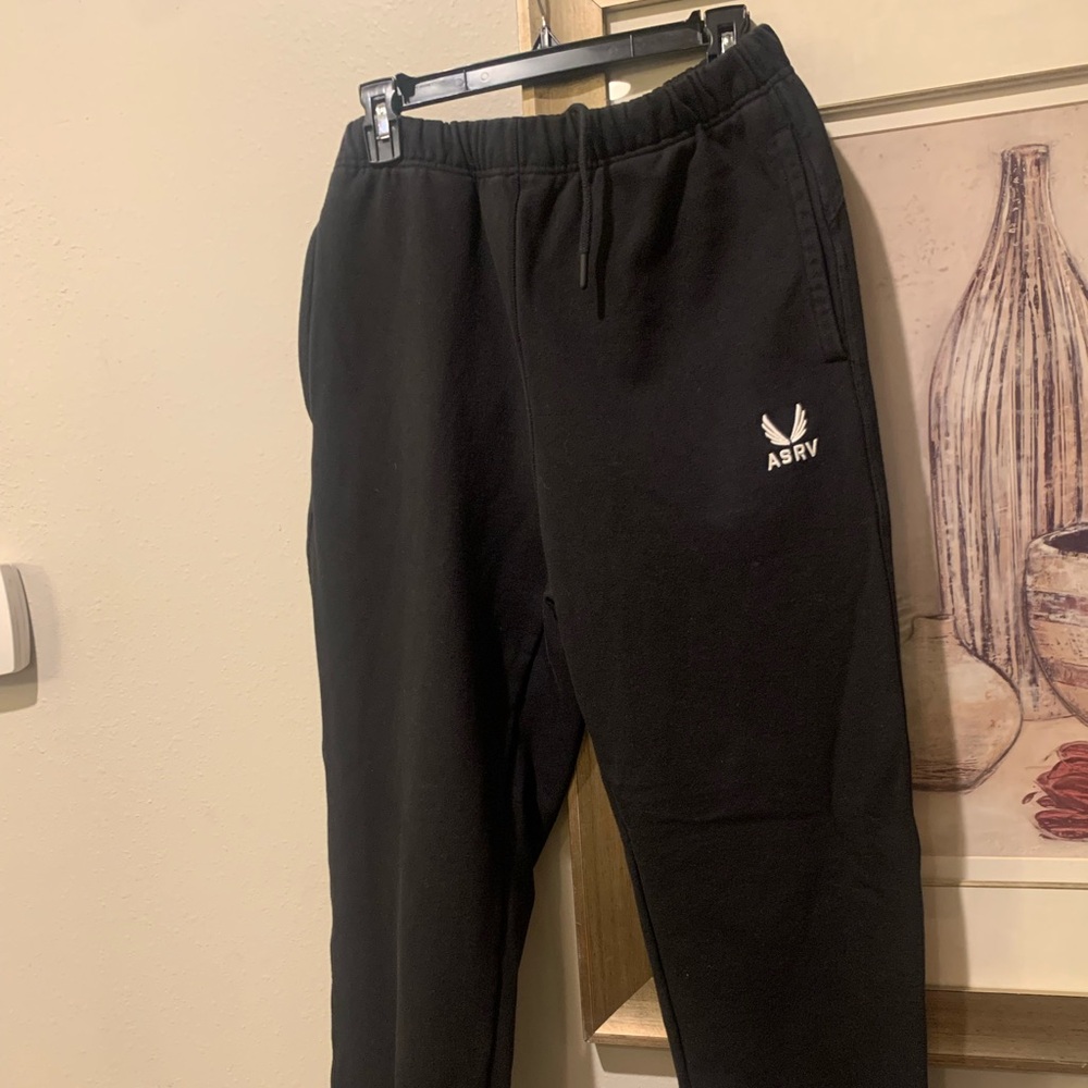 ASRV Black Sweatpants Joggers with White Logo